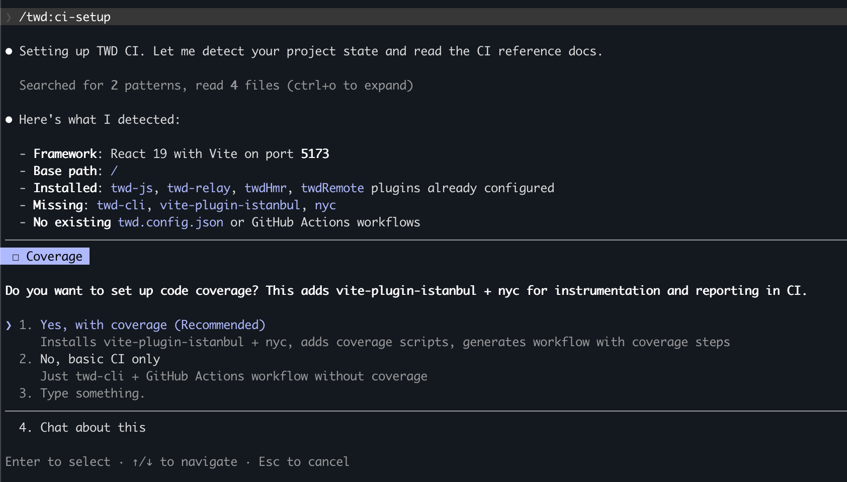 TWD CI Setup - Questions