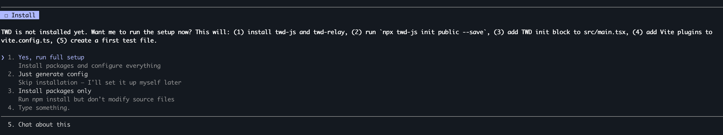 TWD Setup - Installation