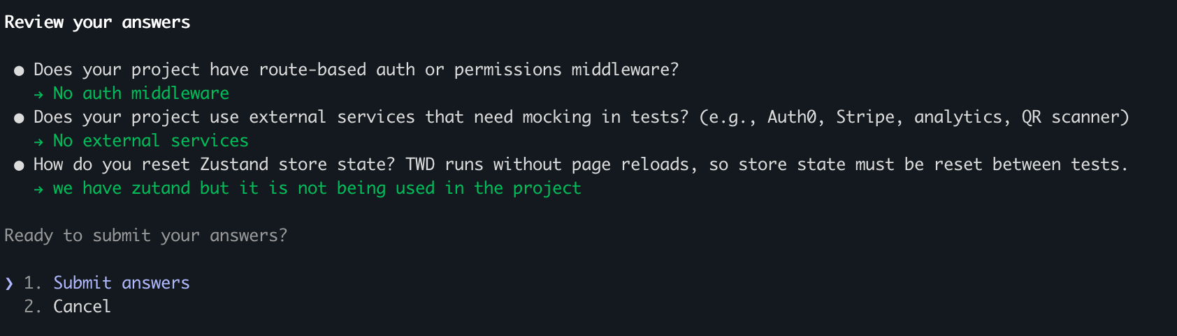 TWD Setup - Review answers