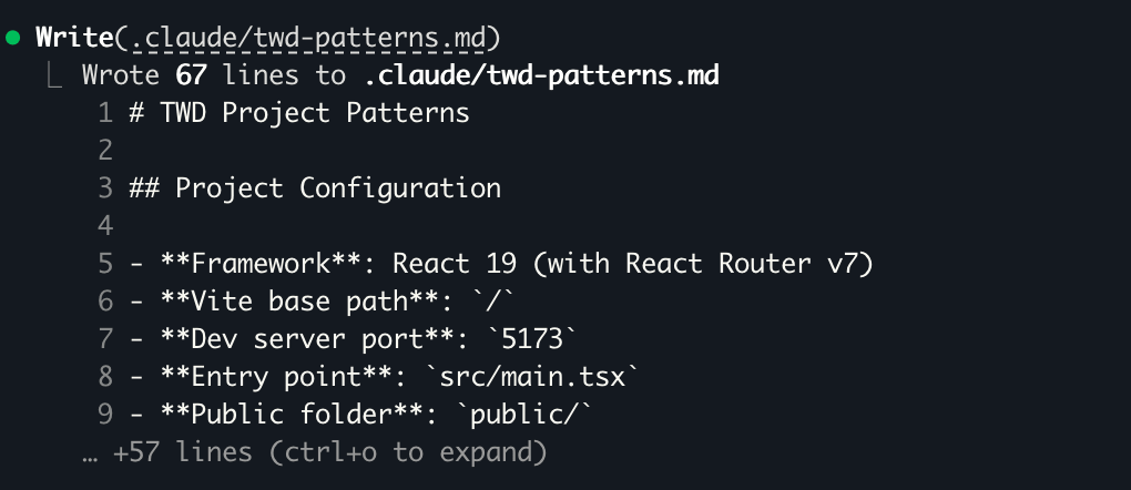 TWD Setup - Generated patterns file
